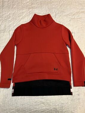 UNDER ARMOUR Women's Move Loose Fit Mock Neck Radio Red Size Med Layered Logo